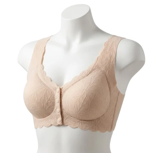 Premium Front-Open Lace Bra – Elegant Seamless Comfort (Skin/Nude)