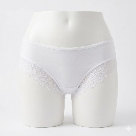 Classic White Cotton Comfort Panties – Soft Bikini Briefs with Lace Trim