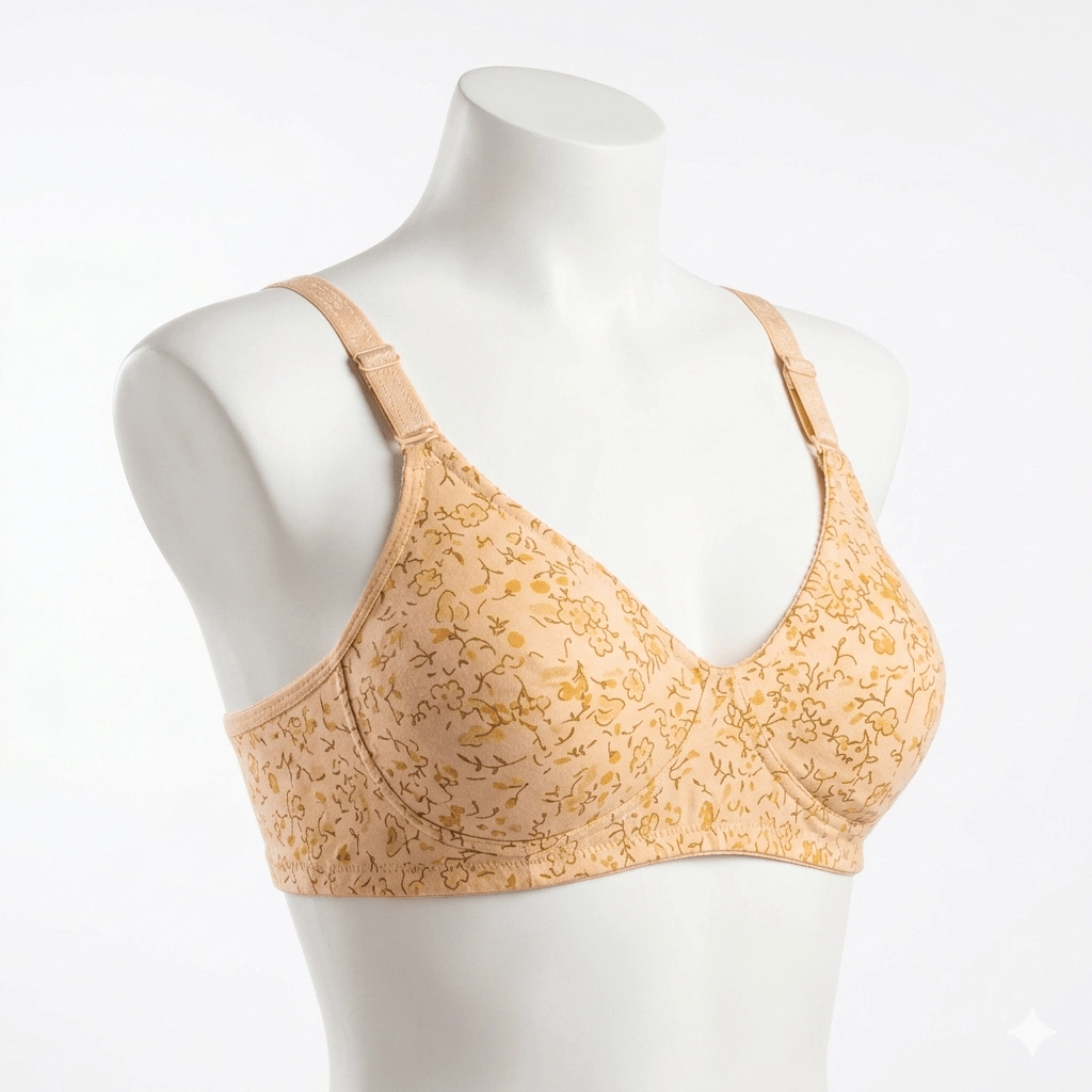 Non-Wired Non-Padded Floral Cotton Bra | Full Coverage Everyday Bra