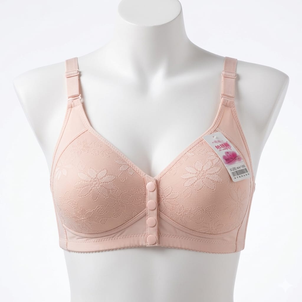 Premium Front-Open Floral Lace Bra – Adjustable Comfort Support